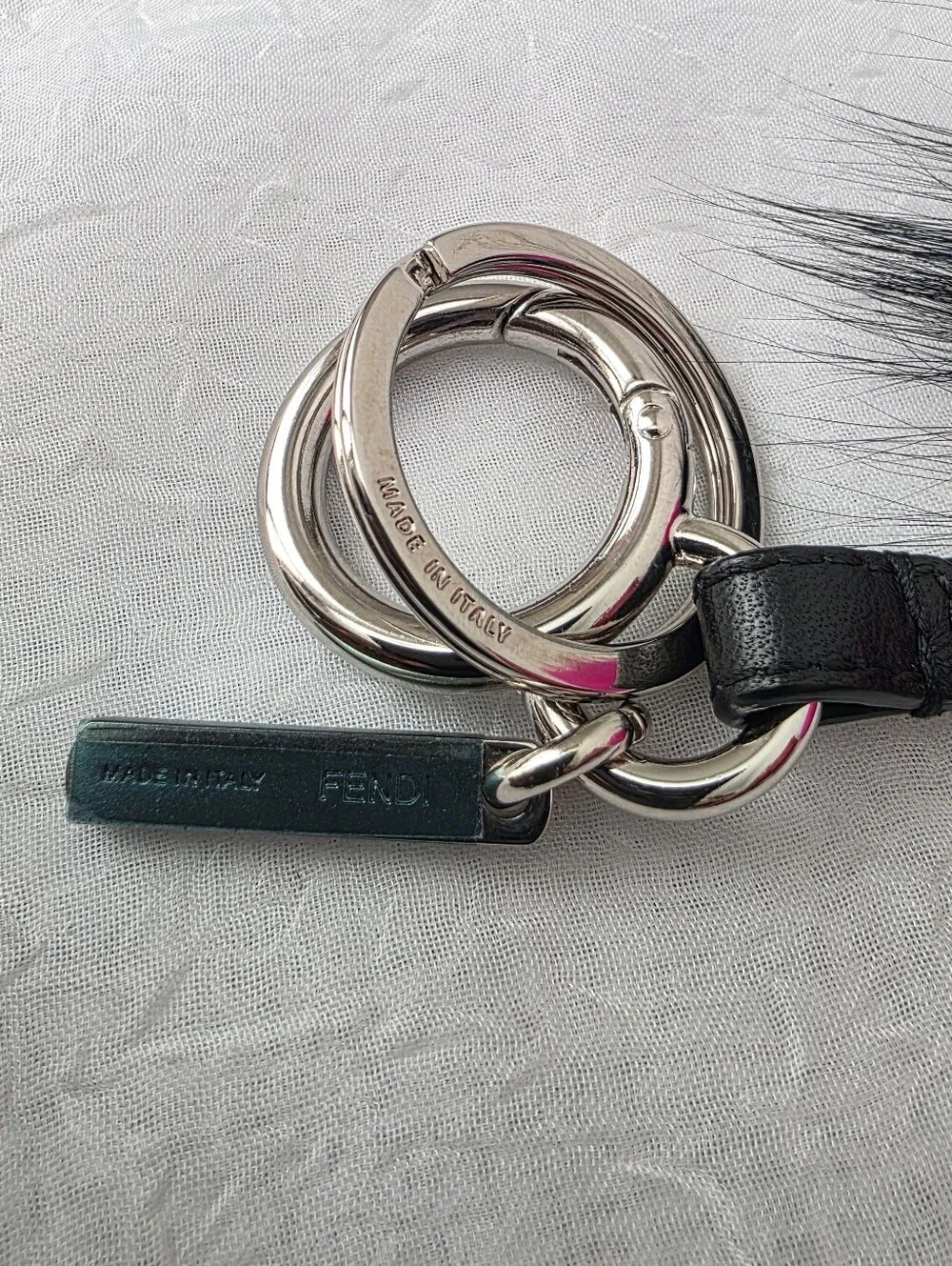 Auth Fendi Fur Monster Eye Pom Bag/Key Charm